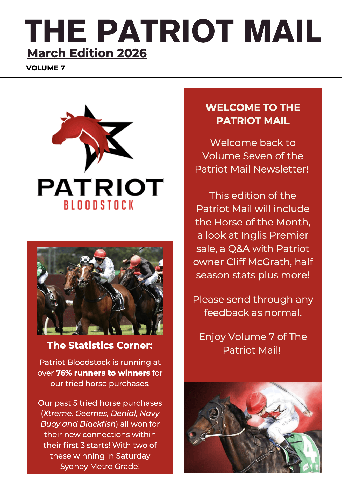 Patriot Bloodstock Newsletter March edition